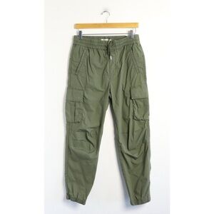 Mango Man green cargo pants khaki workwear casual hiking drawstring forest 28